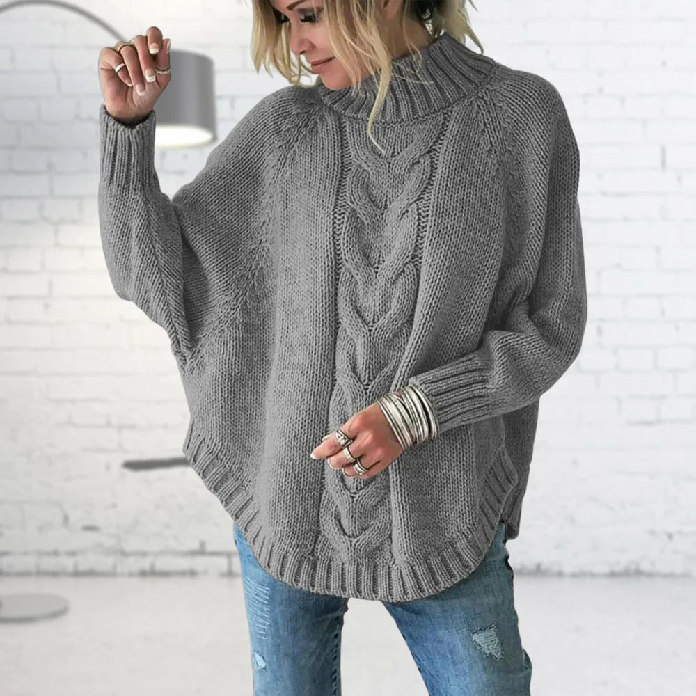 "Kvinnors elegant vintertröja med rund hals, långärmad, mjuk textil, mångsidig design, perfekt för formal och casual stil."