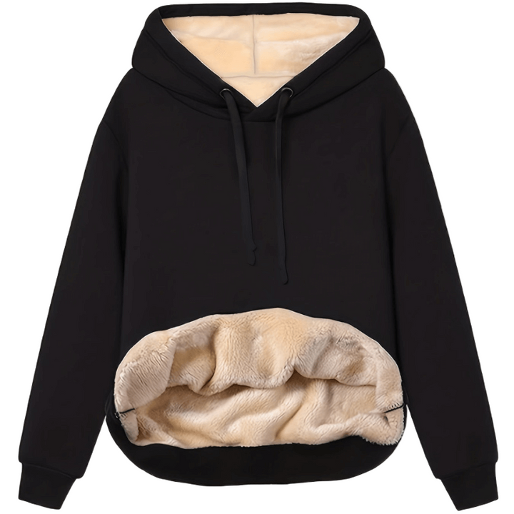 "Kvinnors fleecefodrad hoodie i olika färger, avslappnad passform, perfekt för daglig användning och kyliga dagar."