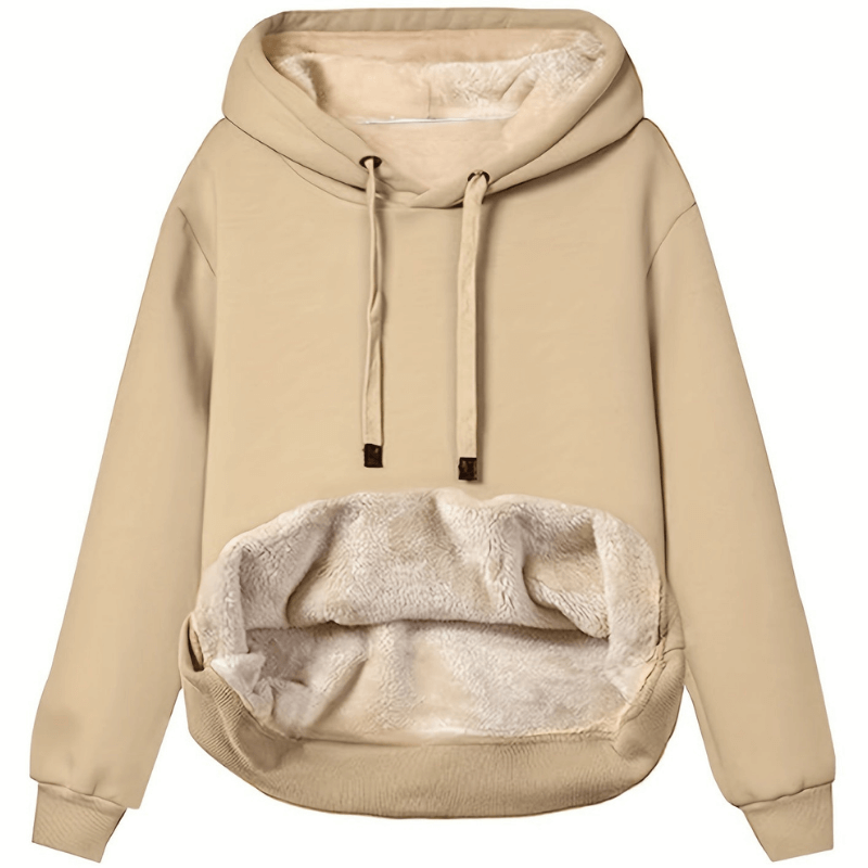 "Kvinnors fleecefodrad hoodie i olika färger, avslappnad passform, perfekt för daglig användning och kyliga dagar."