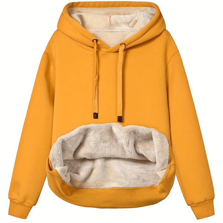 "Kvinnors fleecefodrad hoodie i olika färger, avslappnad passform, perfekt för daglig användning och kyliga dagar."