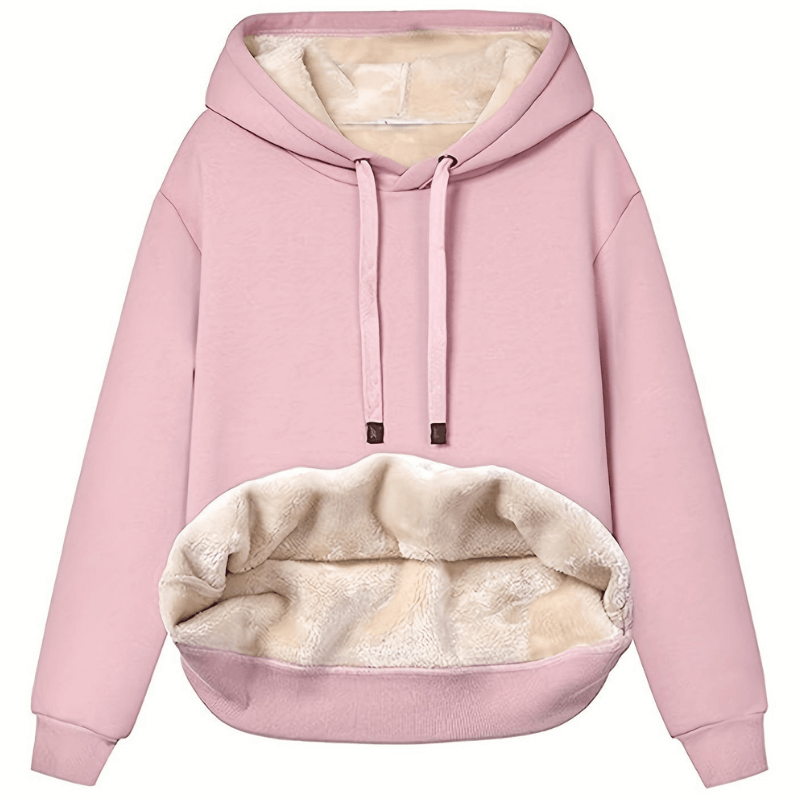"Kvinnors fleecefodrad hoodie i olika färger, avslappnad passform, perfekt för daglig användning och kyliga dagar."