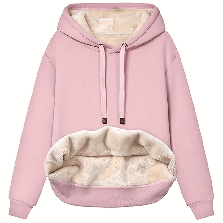 "Kvinnors fleecefodrad hoodie i olika färger, avslappnad passform, perfekt för daglig användning och kyliga dagar."