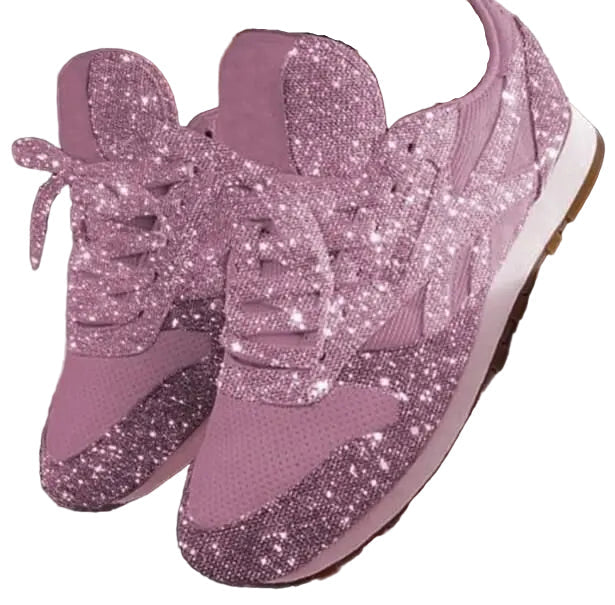 "Kvinnors glittrande mesh sneakers med gnistrande yta och bekväm passform för både vardag och festliga tillfällen."