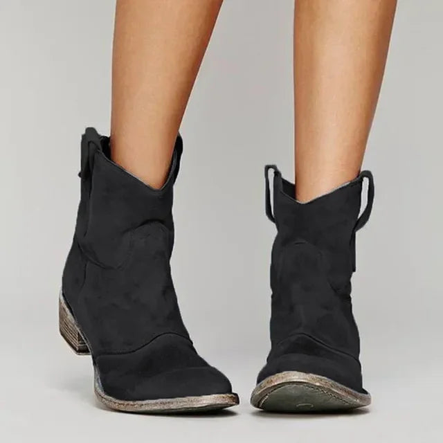 "Kvinnors klassiska cowboystövlar, elegant brun design med autentisk västerländsk stil, perfekt för alla tillfällen."