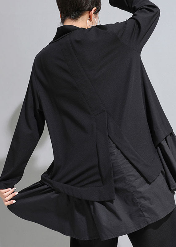 "Kvinnors långärmad topp med asymmetrisk design och volanger, feminin stil i mjukt tyg, perfekt för höstmode."