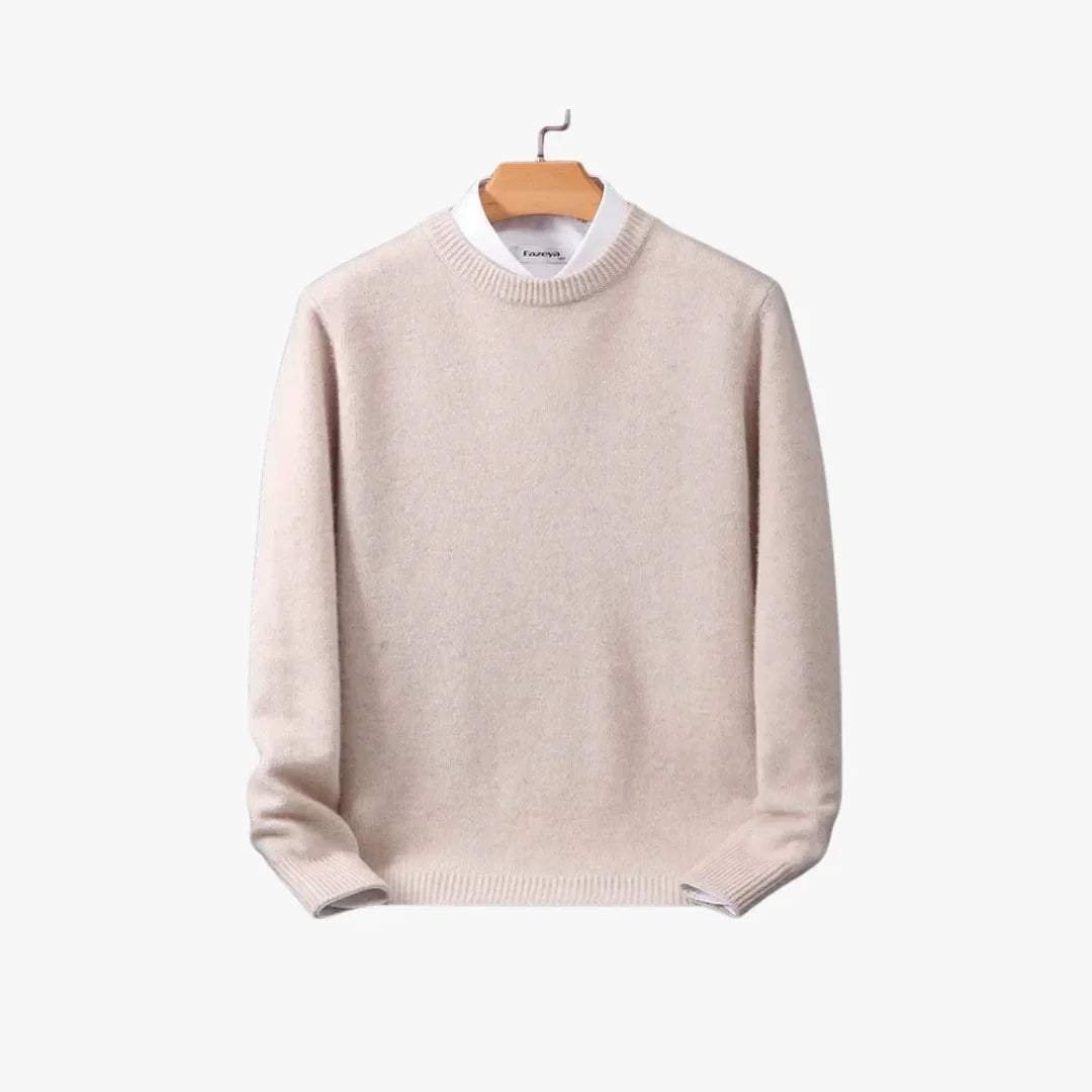 Kvinnors lös passform kashmir tröja i beige, elegant och bekväm design, mjuk och tillgänglig i flera färger.