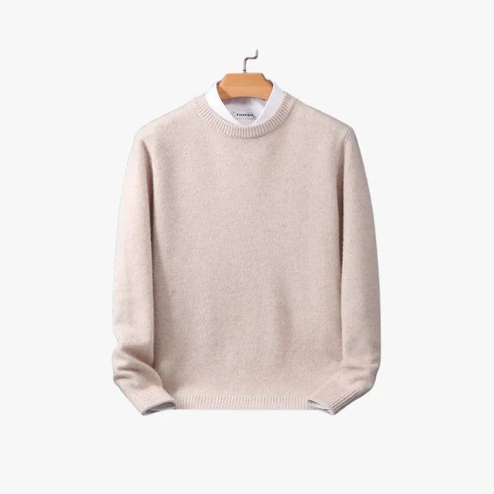 Kvinnors lös passform kashmir tröja i beige, elegant och bekväm design, mjuk och tillgänglig i flera färger.