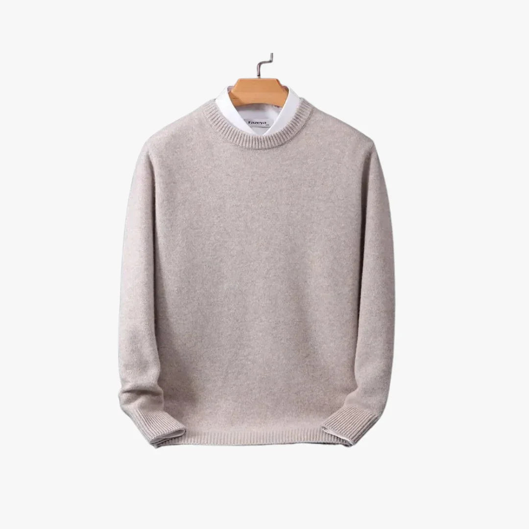 Kvinnors lös passform kashmir tröja i beige, elegant och bekväm design, mjuk och tillgänglig i flera färger.