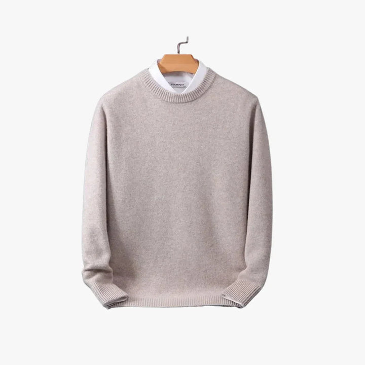 Kvinnors lös passform kashmir tröja i beige, elegant och bekväm design, mjuk och tillgänglig i flera färger.