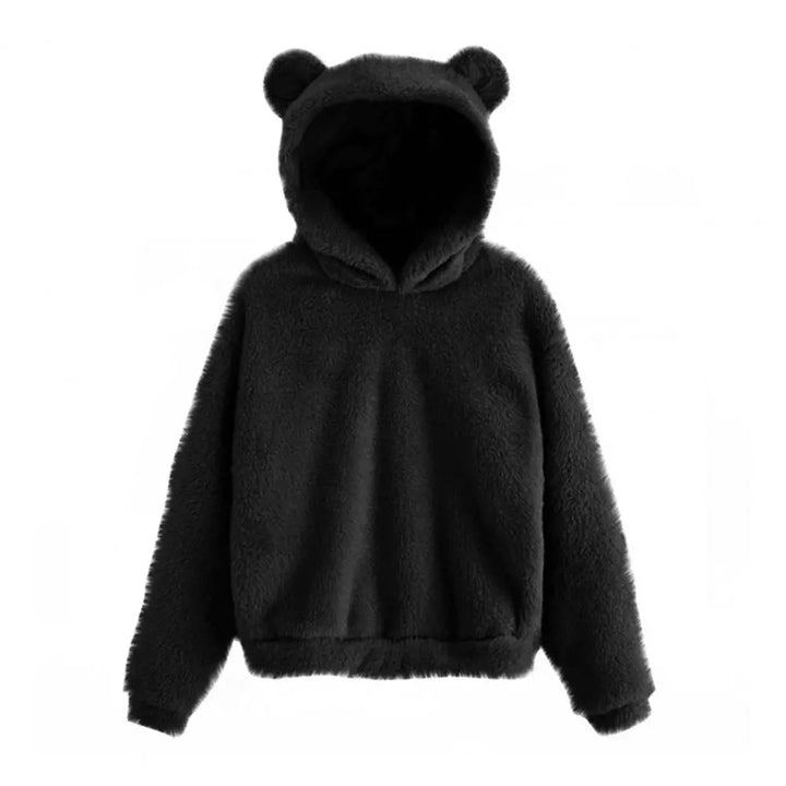 "Kvinnors mjuk hoodie med kaninöron, stilren design i ljus färg, lång ärm för komfort och värme, perfekt för utomhusaktivitet