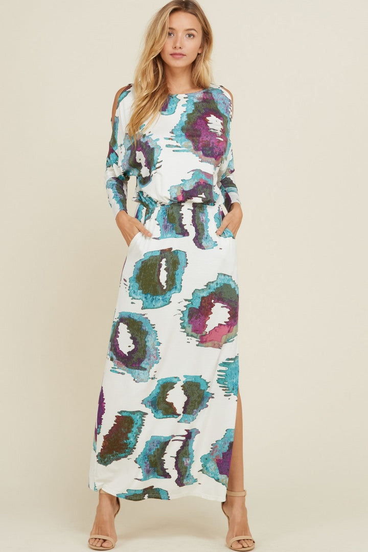"Kvinnors off shoulder maxi klänning med fickor, elastisk midja och subtila fickor, chic och praktisk i elegant design."
