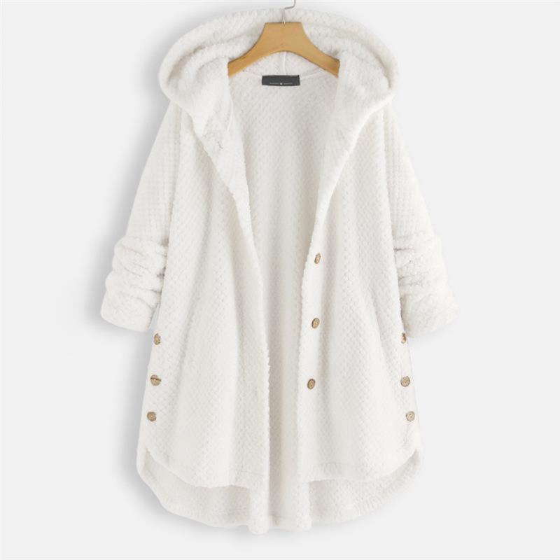 "Kvinnors oversized huvjacka i mjukt, texturerat tyg, perfekt för mysiga, stilmedvetna lager-på-lager outfits."
