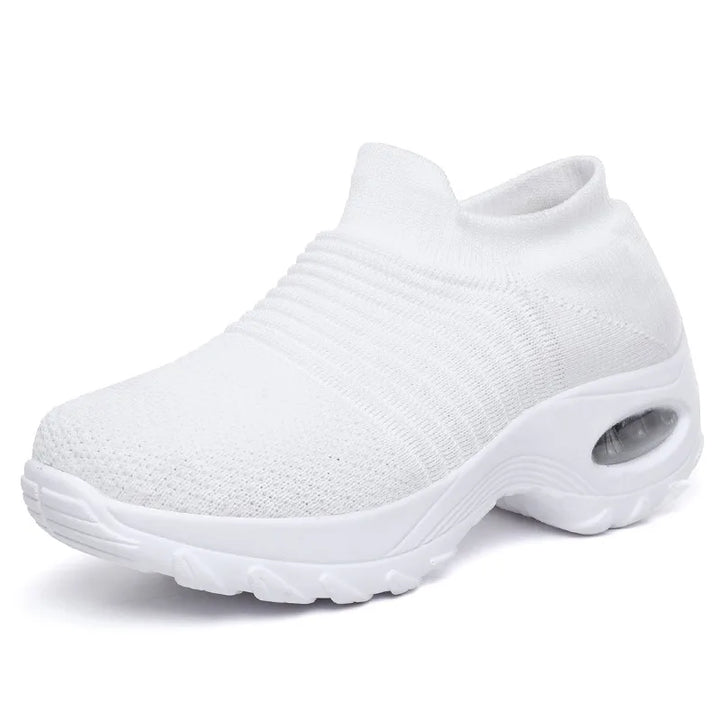 "Kvinnors plattform sneakers, vit/svart/röd, textil och syntet, elegant design för stil och komfort"