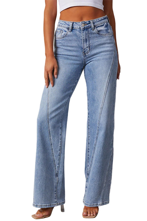 "Kvinnors slitna raka ben jeans för modern stil, komfort och tidlös design, perfekt för alla tillfällen."