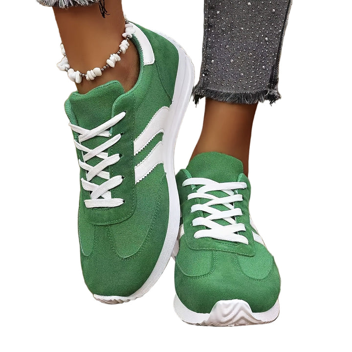 "Kvinnors sneakers låg axel, modern design med EVA-sula, snyggt syntetiskt mockamaterial, rund tå, idealisk för dagligt bruk.