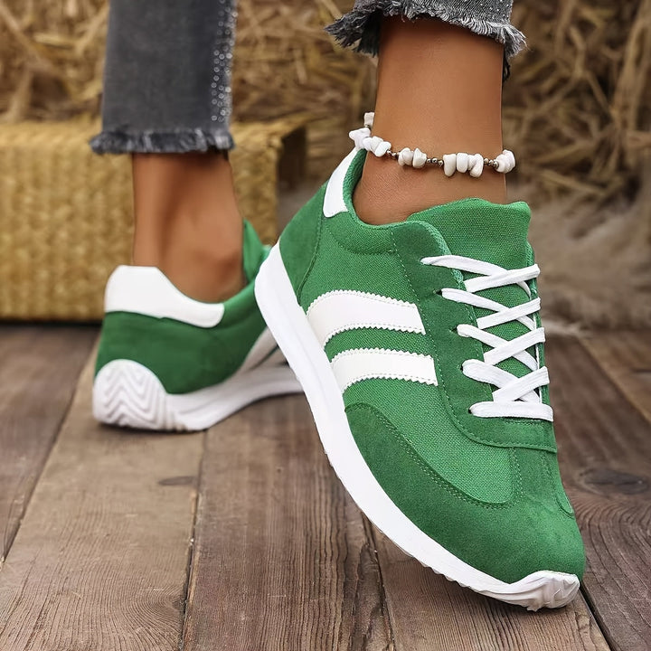 "Kvinnors sneakers låg axel, modern design med EVA-sula, snyggt syntetiskt mockamaterial, rund tå, idealisk för dagligt bruk.