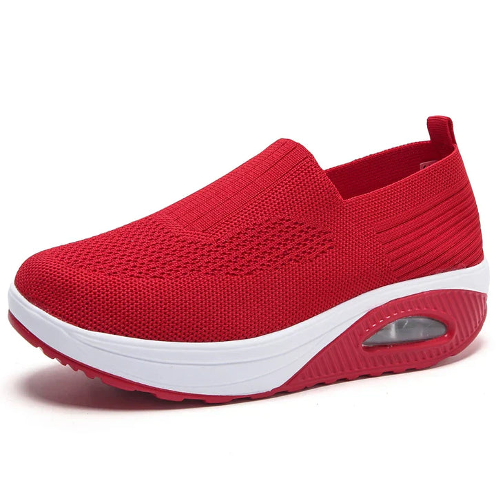 "Kvinnors sneakers med plattform, luftkudde, vit sula och andningsbar överdel, perfekt för sport och vardagsbruk"