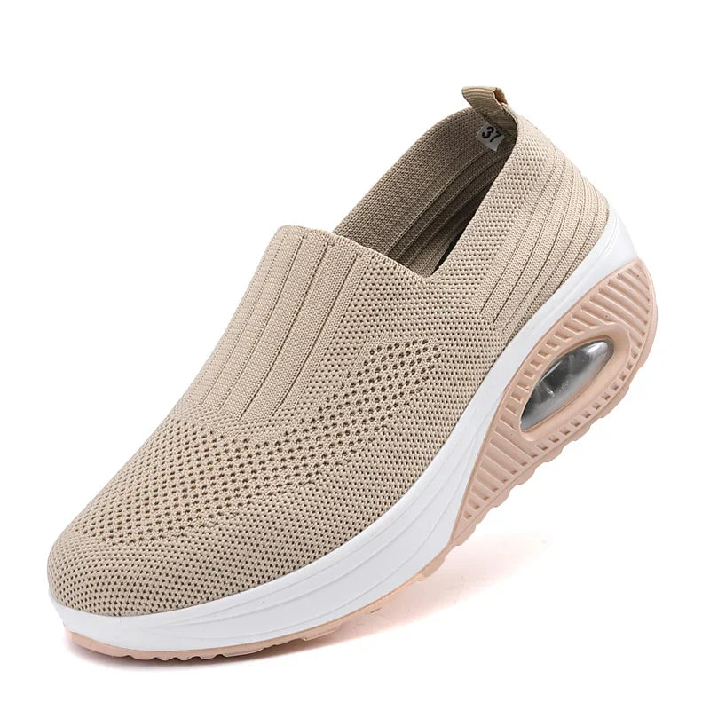 "Kvinnors sneakers med plattform, luftkudde, vit sula och andningsbar överdel, perfekt för sport och vardagsbruk"