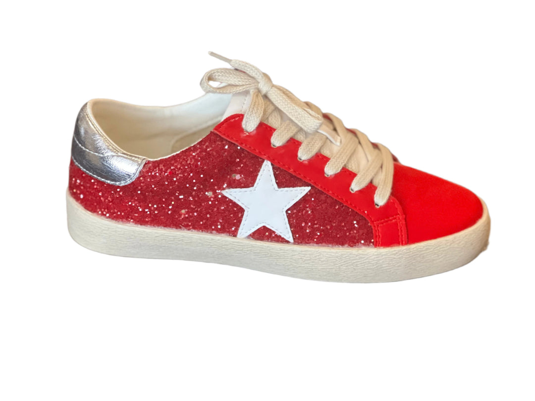 "Kvinnors sportig röd sneaker i textil med snörning, lätt och bekväm för träning och vardag, flexibel yttersula."