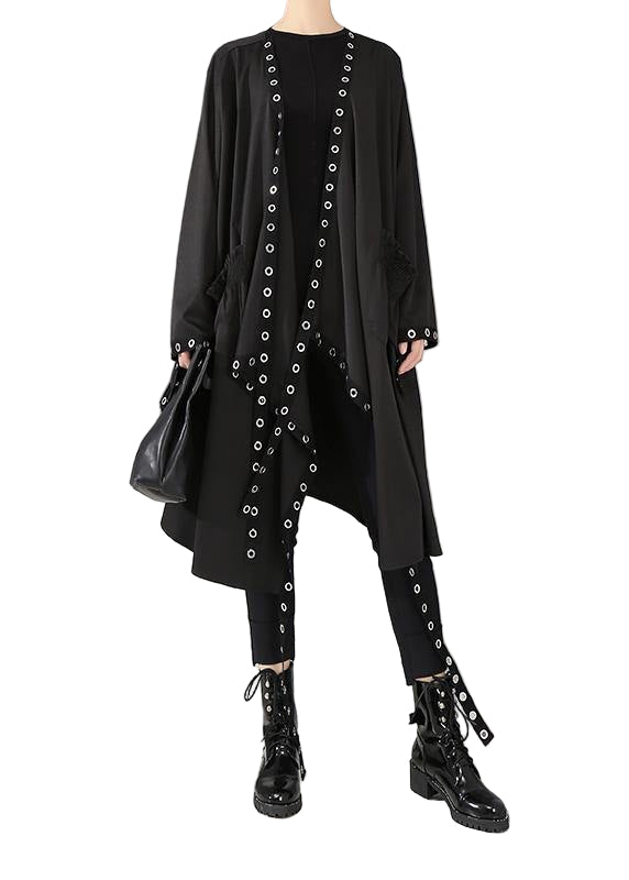 "Kvinnors svart cape kappa med loose fit, stilren och elegant, perfekt för olika stilar och säsonger."