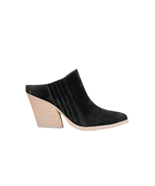 "Kvinnors svarta chunky hill wedge mule skor med öppen bakdel och modern design, perfekt för chic och bekväm stil."
