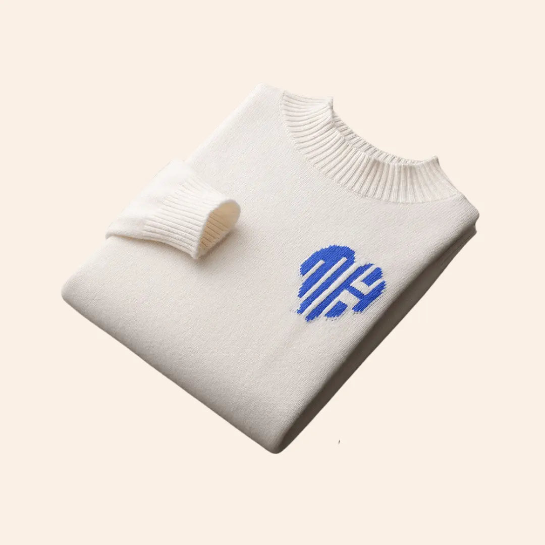 "Kvinnors tidlös skräddarsydd tröja i blått och rött, elegant passform, mjuk textil för stil och komfort."