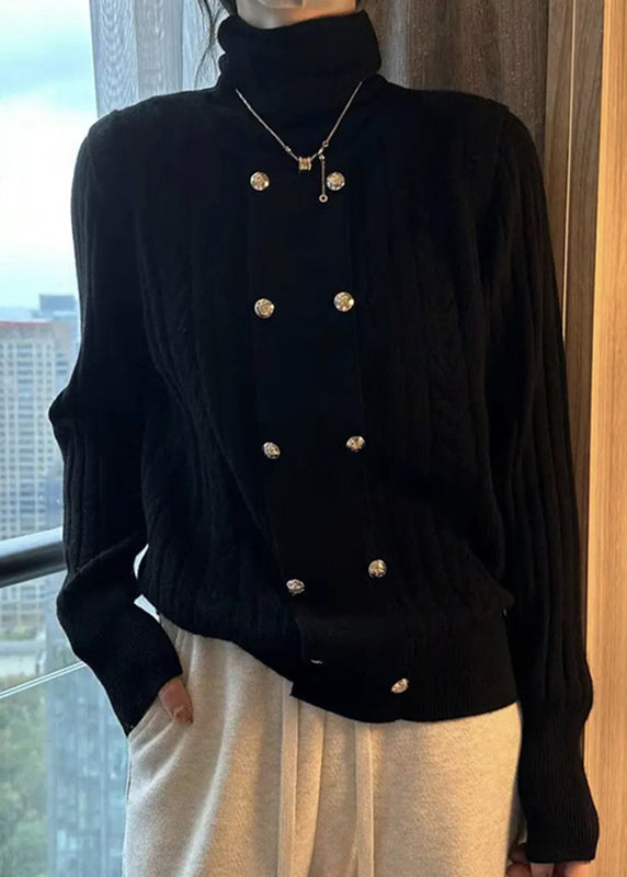 Kvinnors turtleneck tröja med unik patchwork-design och hög krage, stilren tröja för höstens lager-på-lager styling.