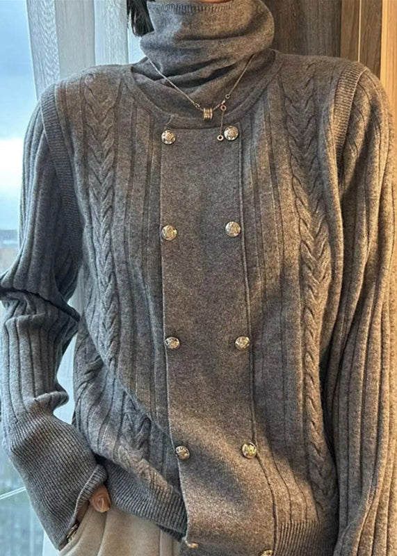 Kvinnors turtleneck tröja med unik patchwork-design och hög krage, stilren tröja för höstens lager-på-lager styling.