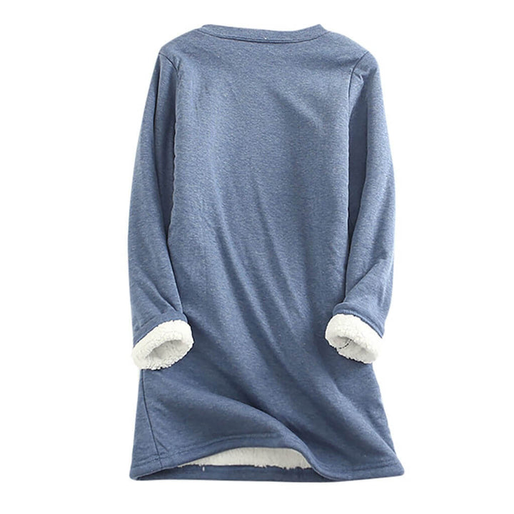 "Kvinnors varm sherpa fleece långärmad tröja, rundhalsad design, tjockt foder, perfekt för kalla dagar"
