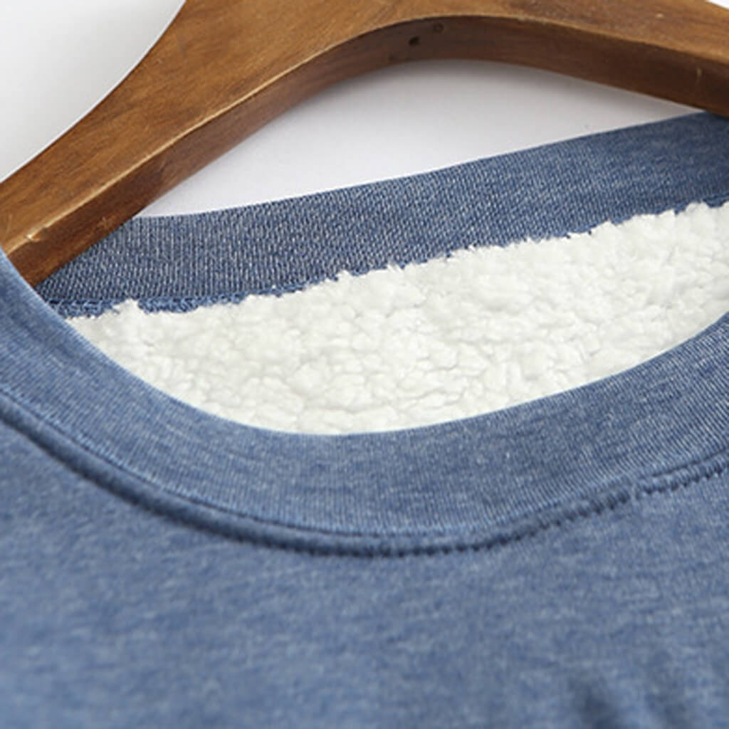 "Kvinnors varm sherpa fleece långärmad tröja, rundhalsad design, tjockt foder, perfekt för kalla dagar"