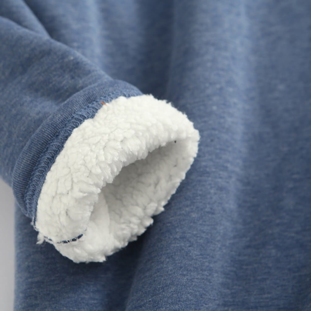 "Kvinnors varm sherpa fleece långärmad tröja, rundhalsad design, tjockt foder, perfekt för kalla dagar"
