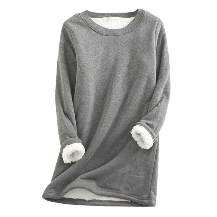 "Kvinnors varm sherpa fleece långärmad tröja, rundhalsad design, tjockt foder, perfekt för kalla dagar"