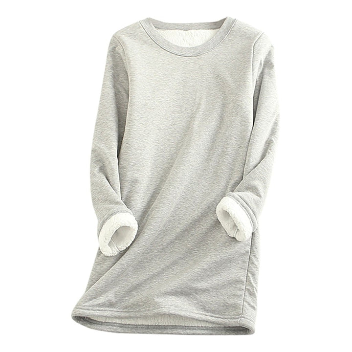 "Kvinnors varm sherpa fleece långärmad tröja, rundhalsad design, tjockt foder, perfekt för kalla dagar"