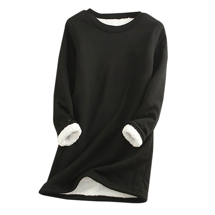 "Kvinnors varm sherpa fleece långärmad tröja, rundhalsad design, tjockt foder, perfekt för kalla dagar"