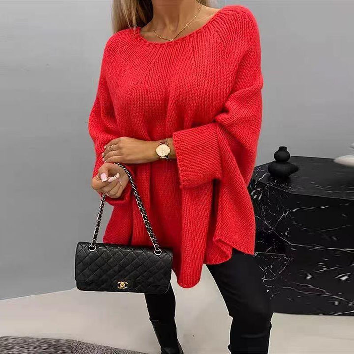 "Kvinnors överdimensionerad cape tröja med batwing ärmar, elegant design i ullblandning för chic och bekväm stil."
