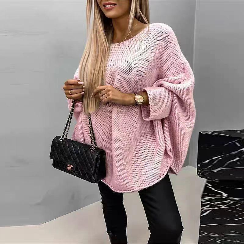 "Kvinnors överdimensionerad cape tröja med batwing ärmar, elegant design i ullblandning för chic och bekväm stil."