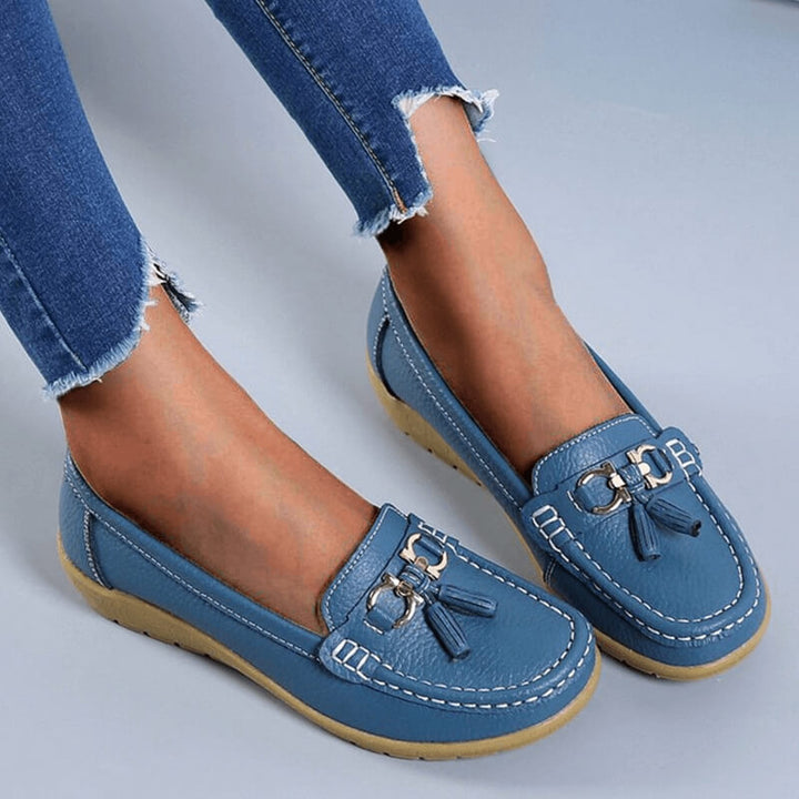 "Ljusblå damloafers i PU-läder, sommarstil, elegant design, bekväma och mångsidiga för dagligt bruk."