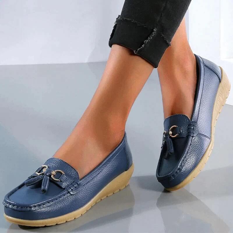 "Ljusblå damloafers i PU-läder, sommarstil, elegant design, bekväma och mångsidiga för dagligt bruk."