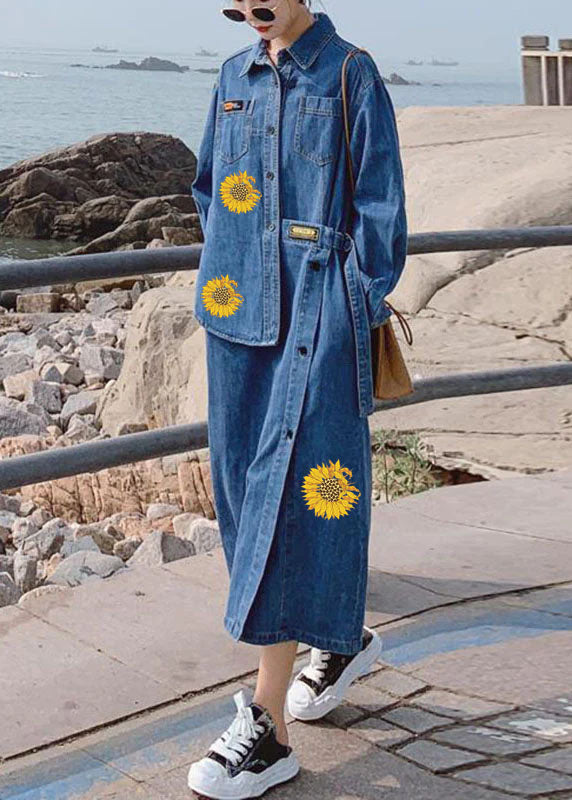 Lång klänning för kvinnor med asymmetrisk design och fickor, i mjuk bomullsblandning, perfekt för höstmode.