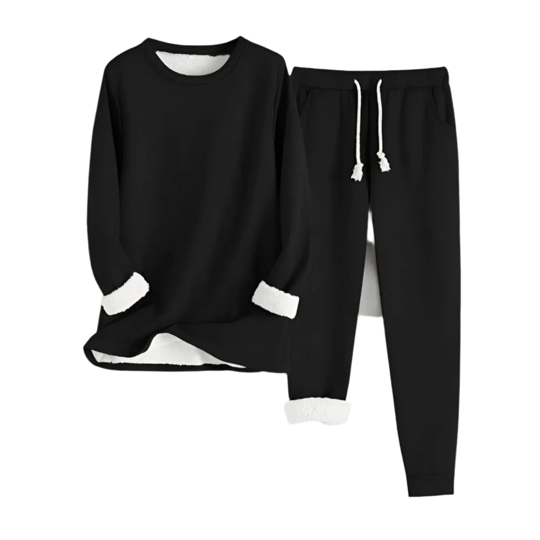 "Lounge set för kvinnor, oversized, mjuk polyester-bomullsblandning, elastisk midja, ledig stil i trendig färg."