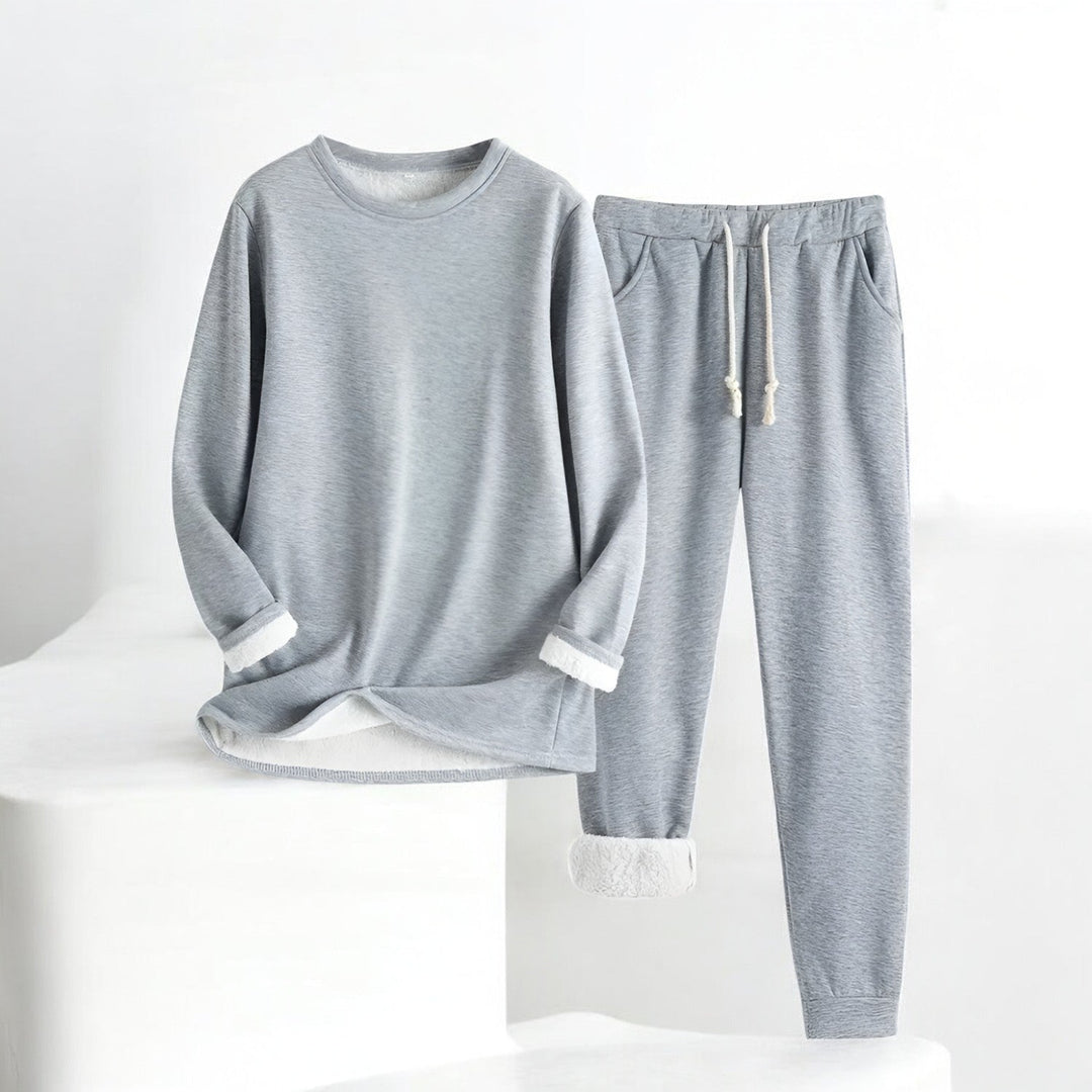 "Lounge set för kvinnor, oversized, mjuk polyester-bomullsblandning, elastisk midja, ledig stil i trendig färg."