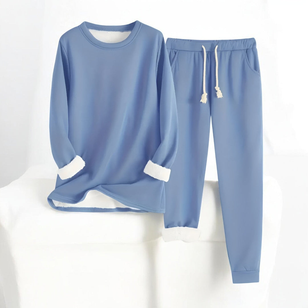 "Lounge set för kvinnor, oversized, mjuk polyester-bomullsblandning, elastisk midja, ledig stil i trendig färg."