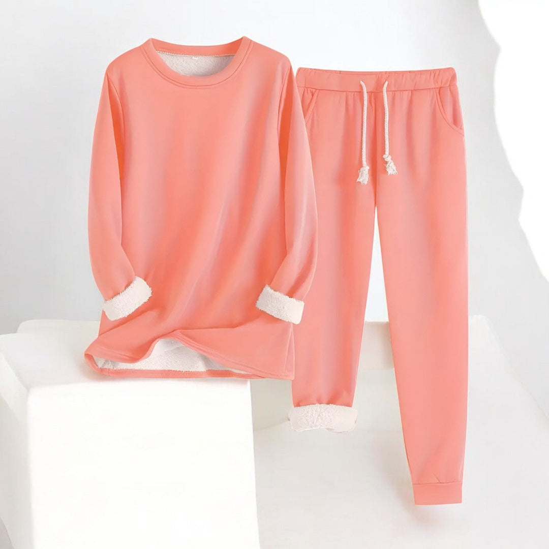 "Lounge set för kvinnor, oversized, mjuk polyester-bomullsblandning, elastisk midja, ledig stil i trendig färg."
