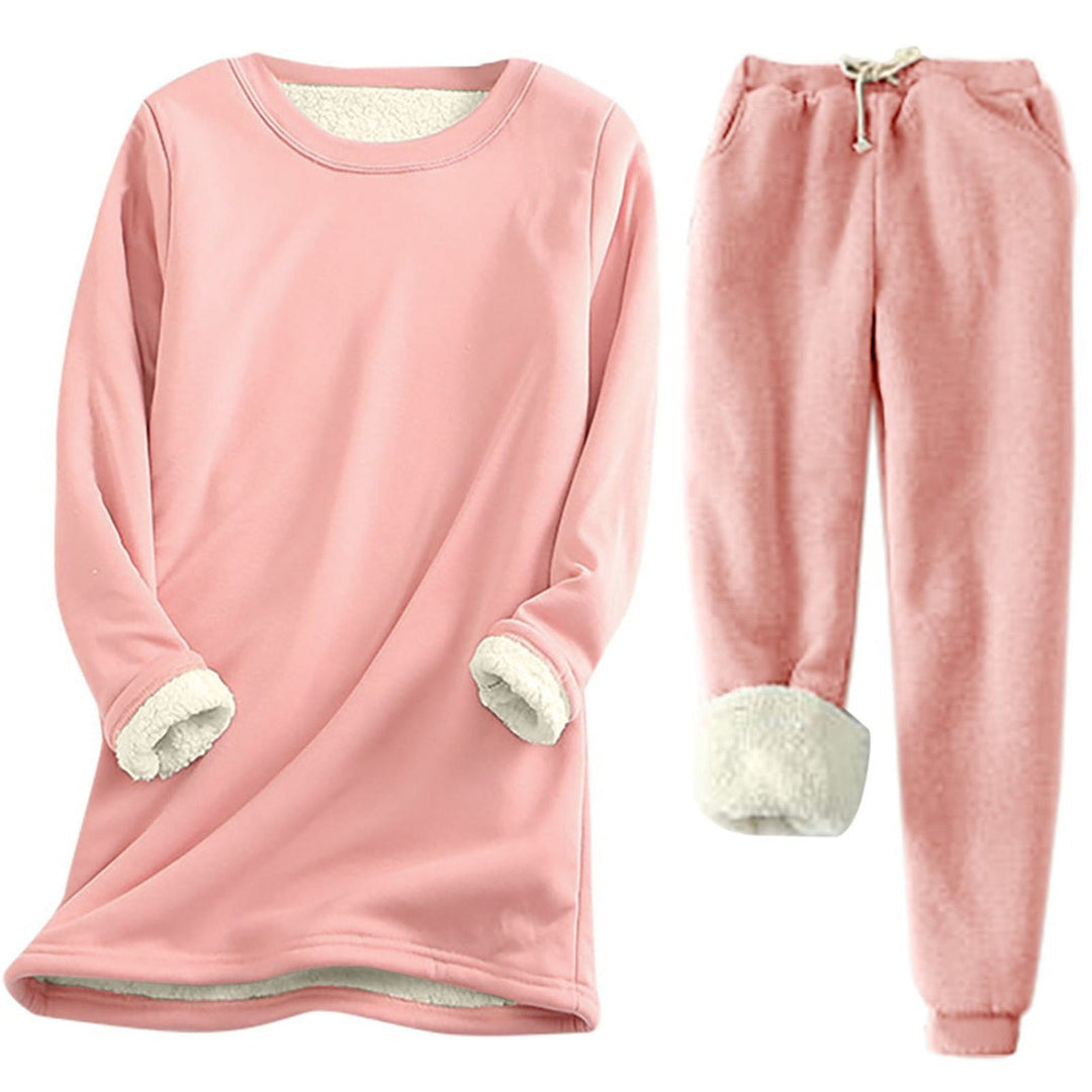 "Lounge set för kvinnor, oversized, mjuk polyester-bomullsblandning, elastisk midja, ledig stil i trendig färg."