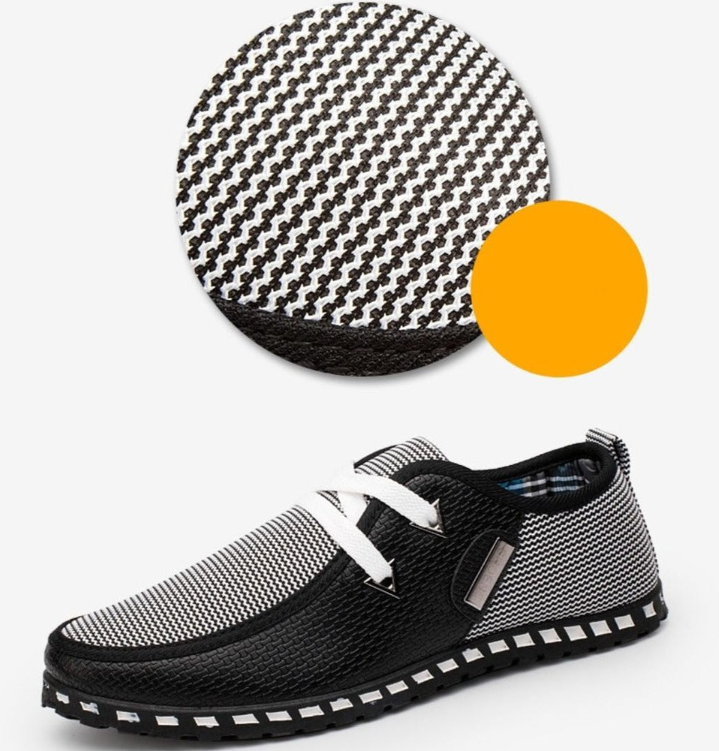 Lätta körskor för män i syntetläder, slitstark sula, andningsbar design, perfekt för avslappnad men elegant stil.