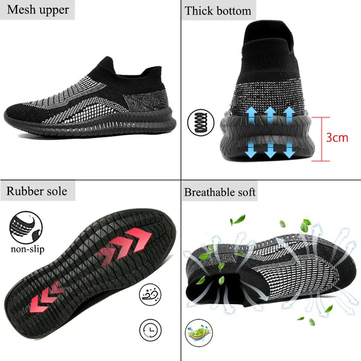 Lätta slip-on vandringsskor för herrar, andningsbara och stilrena, perfekta för både vardag och utomhusäventyr.