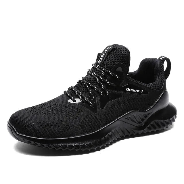 Lättvikts andningsaktiva sneakers i mesh för män, beige färg, ger optimal komfort och ventilation för en aktiv livsstil.