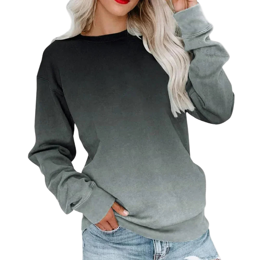 "Lättvikts gradienttröja för kvinnor, modern design, mjukt tyg i blå toner, casual och trendig stil."