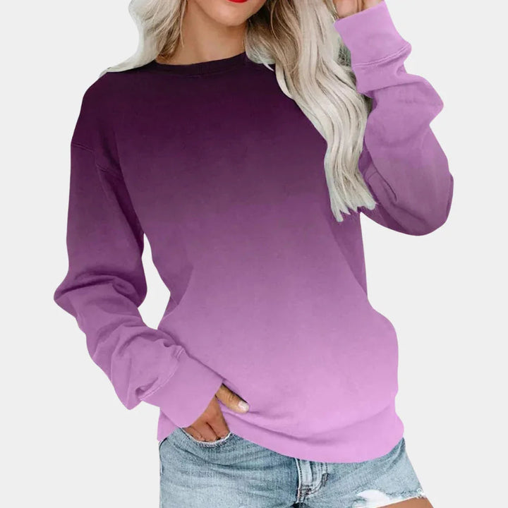 "Lättvikts gradienttröja för kvinnor, modern design, mjukt tyg i blå toner, casual och trendig stil."