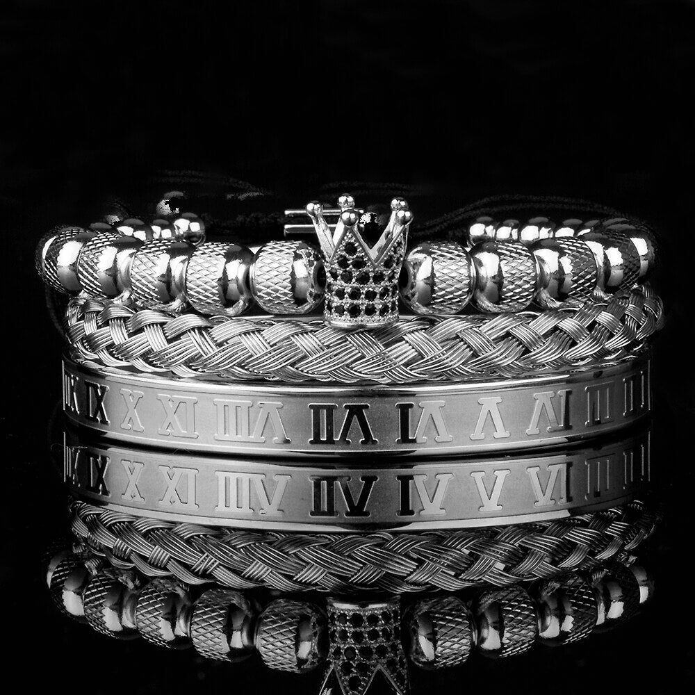 "Lyxigt kronarmband set med bling, eleganta armband med glittrande zirkoner, för män och kvinnor."